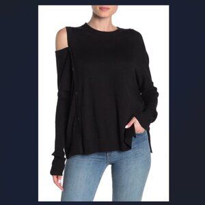 ALLSAINTS "RIA" COLD SHOULDER SIDE BUTTON SWEATER